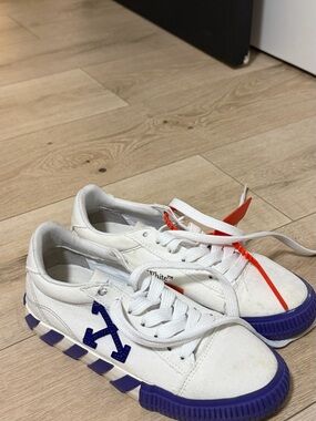 off white white and purple women sneakers